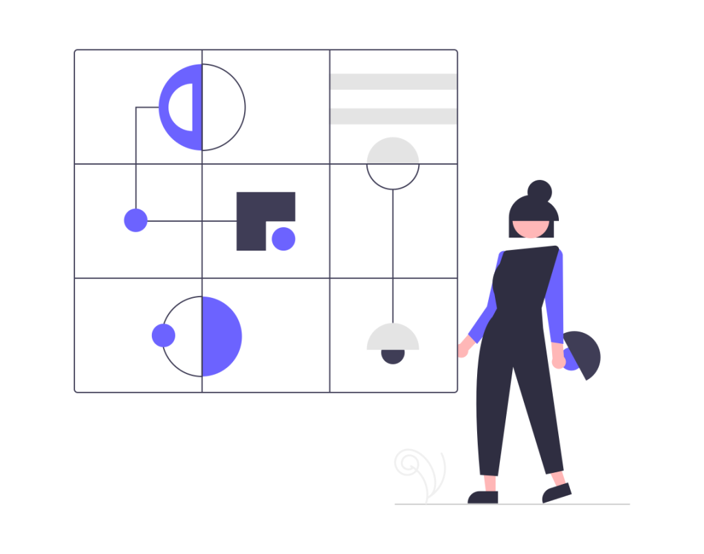 A human figure standing next to a diagram.